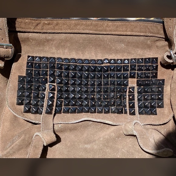 Light Brown suede bag with black studded detail - Picture 2 of 7